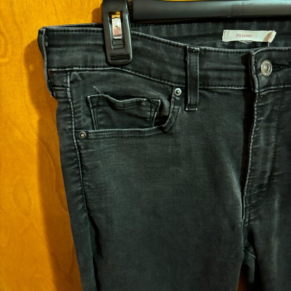 Levi’s 711 Skinny Jeans Black Stretchy 30x30 - Picture 3 of 16